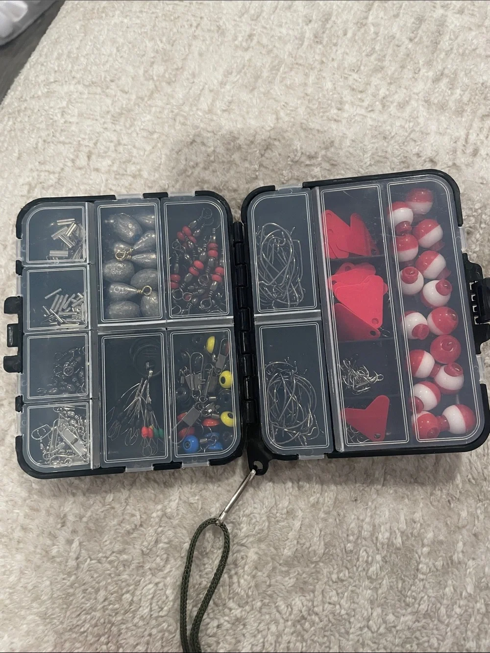 Black Portable Fishing Tackle Organizer Box with Clear Lids